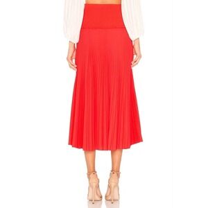 A.L.C. Hedrin Pleated Midi Skirt Neon Orange Smocked Waist 4 Resort Avant Garde